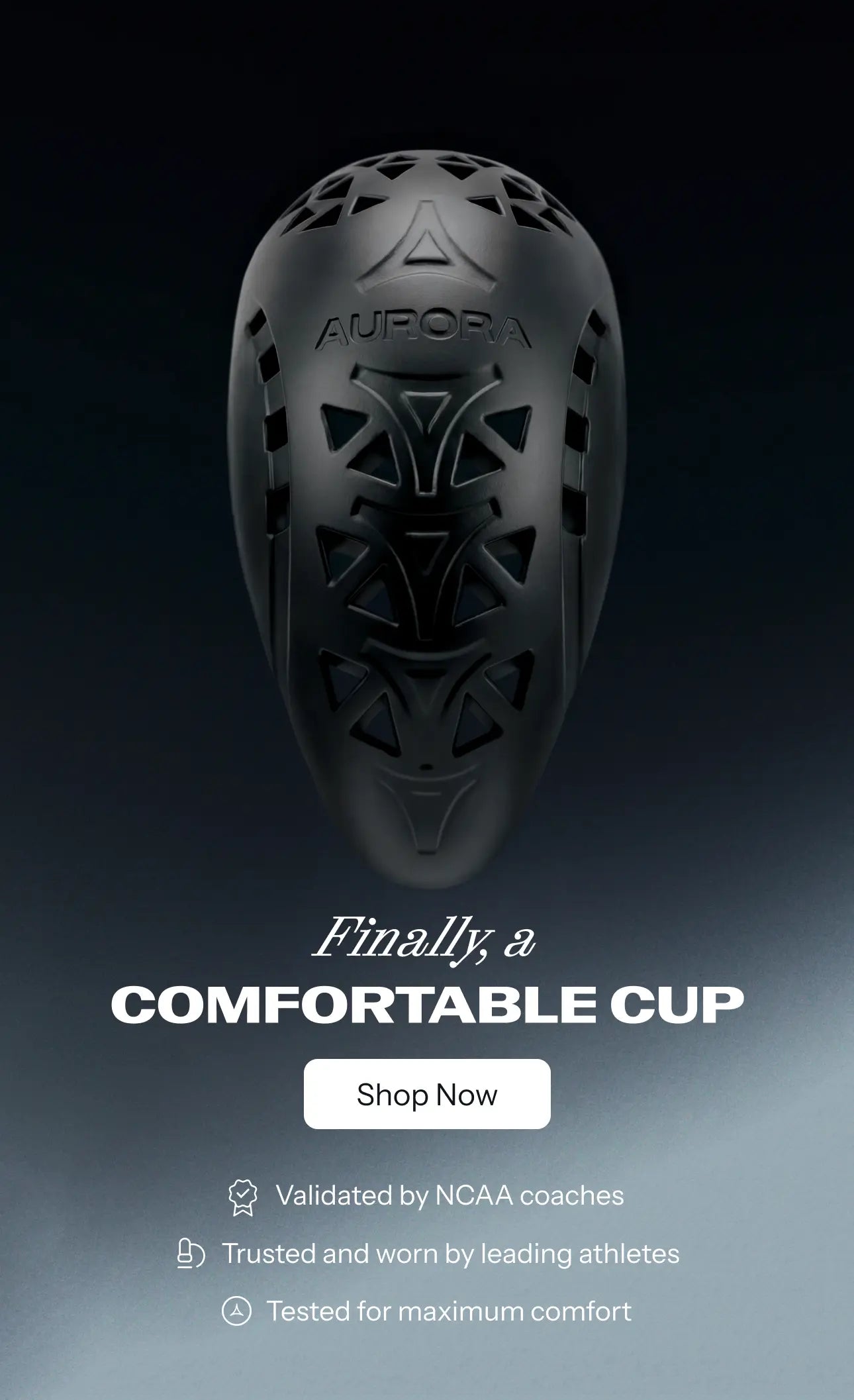 Aurora flexible athletic cup with non-Newtonian fluid technology