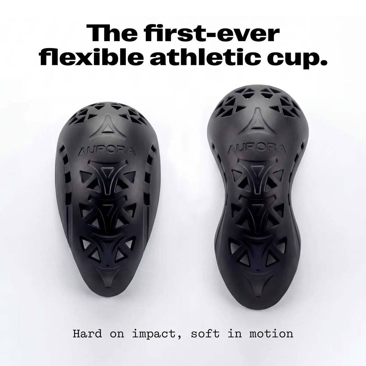 Aurora first-ever flexible athletic cup - hard on impact soft in motion